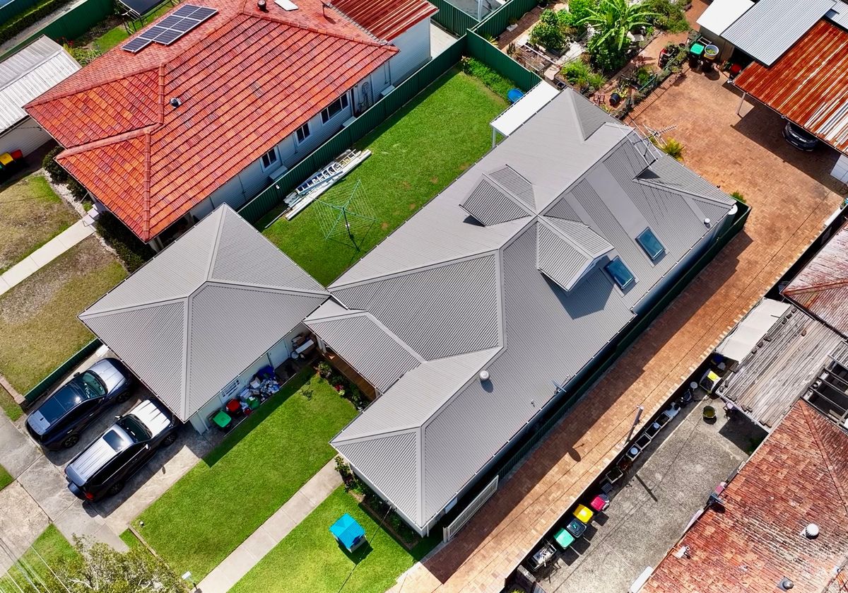 Roof repair work in progress